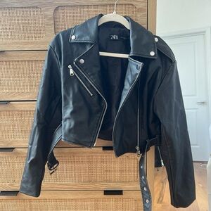 Zara Cropped Leather Jacket